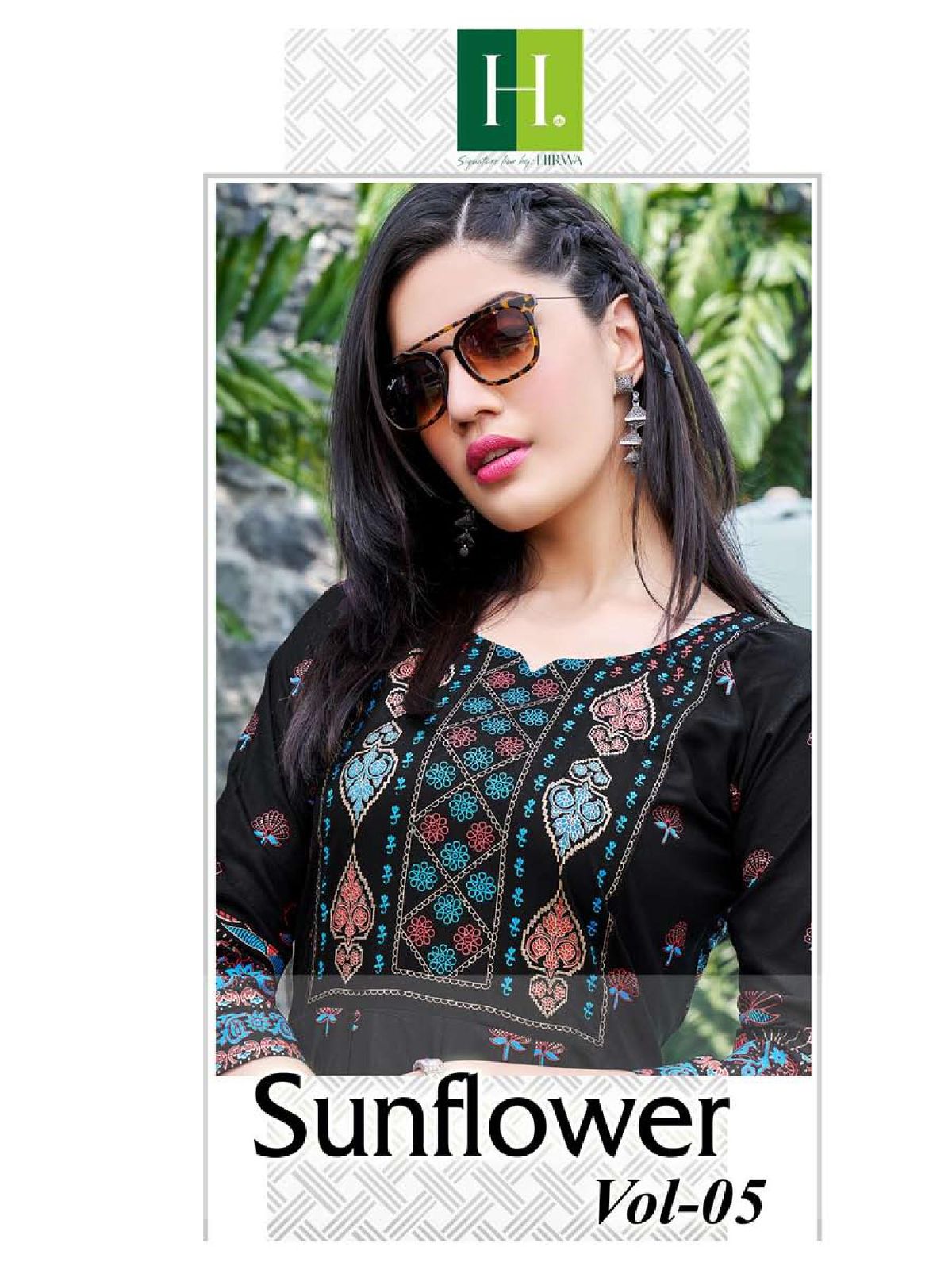 Hirwa Sunflower Vol 5 Foil Printed  Anarkali Kurtis Catalog
